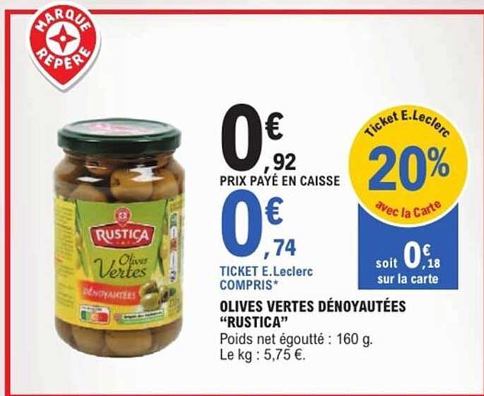 OLIVES VERTES DÉNOYAUTÉES “RUSTICA”