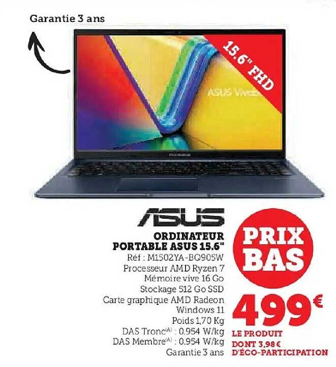 ORDINATEUR PORTABLE ASUS 15.6"