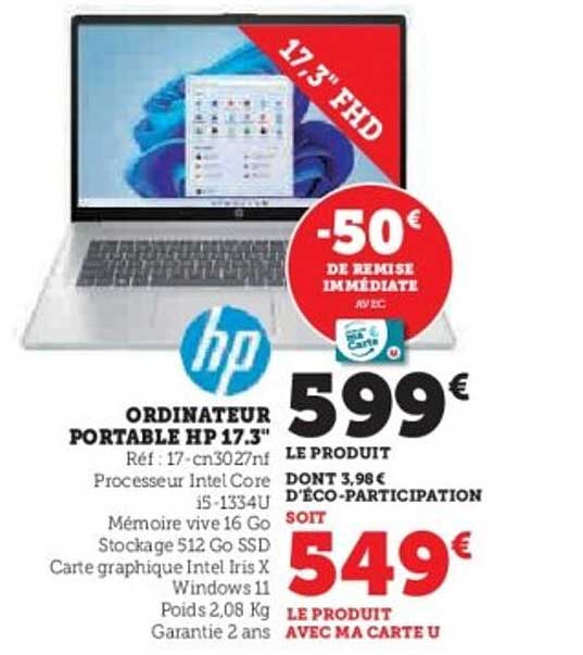ORDINATEUR PORTABLE HP 17.3"