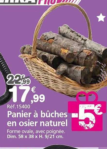 Panier à bûches en osier naturel