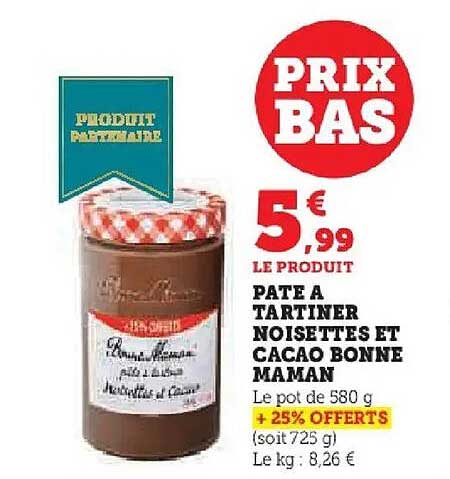 Pâte à tartiner noisettes et cacao Bonne Maman