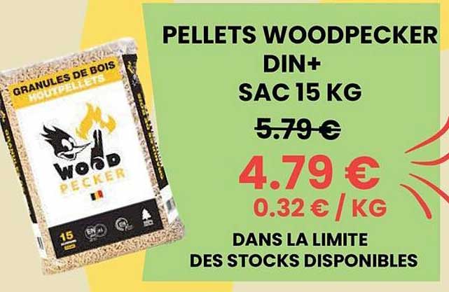 PELLETS WOODPECKER DIN+ SAC 15 KG