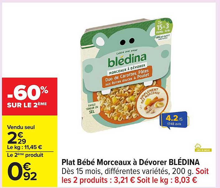 Plat Bébé Morceaux à Dévorer BLÉDINA