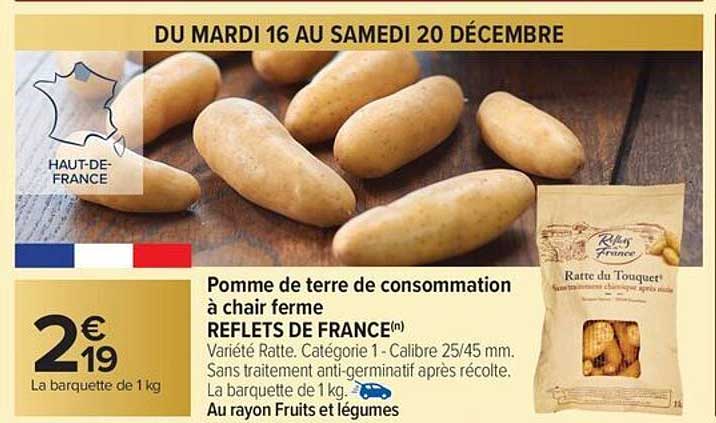 Pomme de terre de consommation à chair ferme REFLETS DE FRANCE