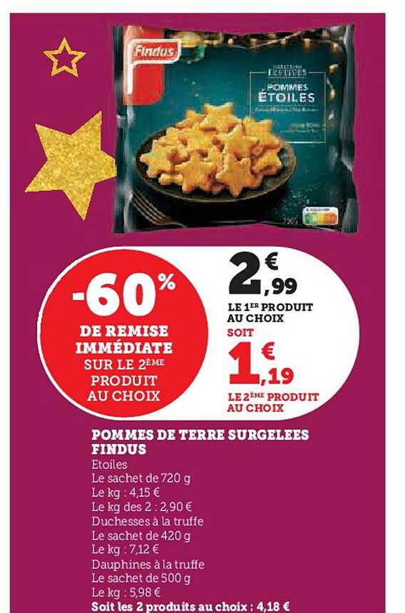 Pommes de terre surgelées Etoiles Findus