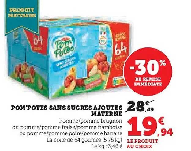 POM'POTES SANS SUCRES AJOUTES MATERNELLE