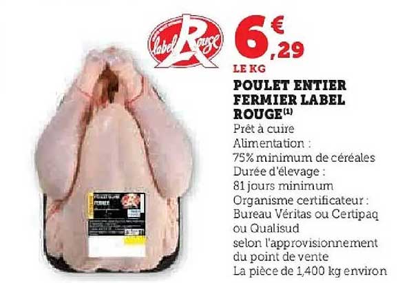 POULET ENTIERS FERMIER LABEL ROUGE