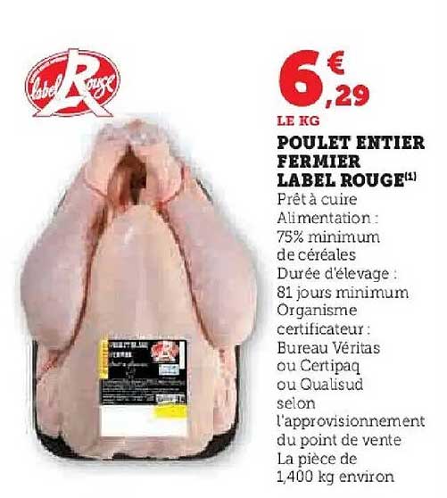 POULET ENTIERS FERMIER LABEL ROUGE