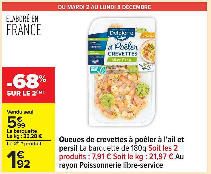 Queues de crevettes à poêler à l'ail et persil