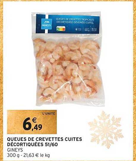 QUEUES DE CREVETTES CUITES DÉCORTIQUÉES 51/60