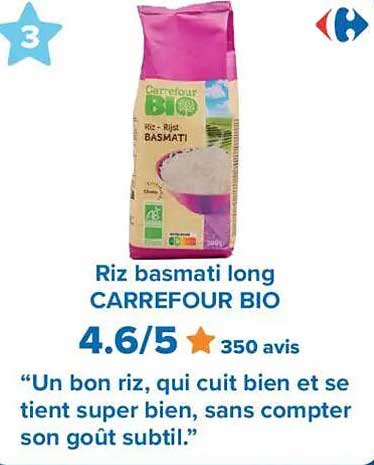 Riz basmati long CARREFOUR BIO