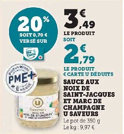 SAUCE AUX NOIX DE SAINT-JACQUES ET MARC DE CHAMPAGNE U SAVEURS