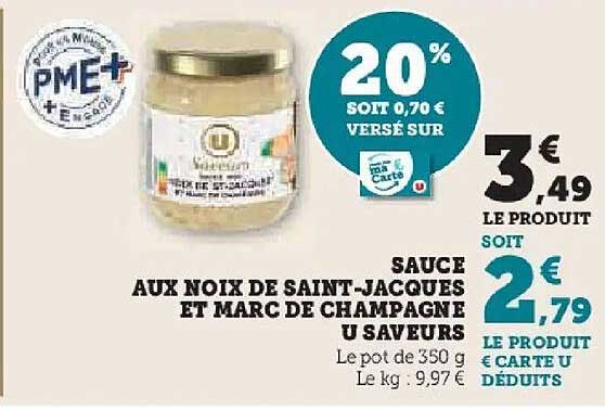 SAUCE AUX NOIX DE SAINT-JACQUES ET MARC DE CHAMPAGNE U SAVEURS