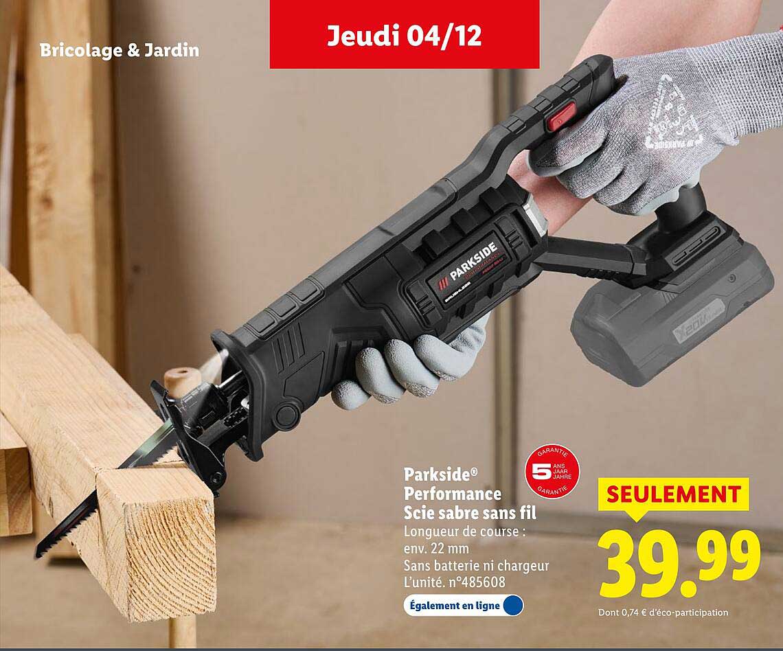 Scie sabre sans fil Parkside Performance
