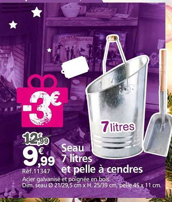 Seau 7 litres et pelle à cendres