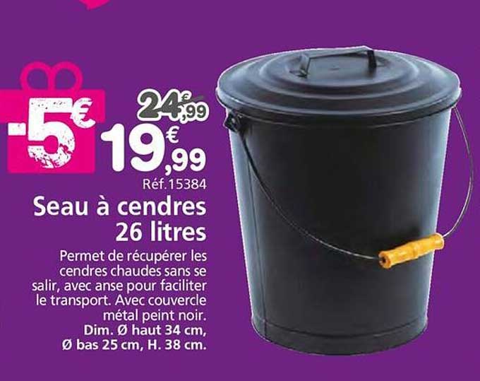Seau à cendres 26 litres