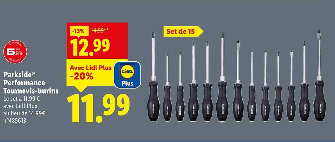 Set de 15 Tournevis-burins Parkside® Performance