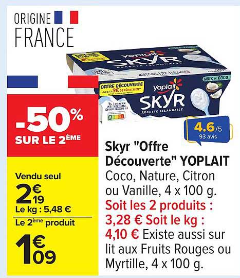 Skyr "Offre Découverte" YOPLAIT