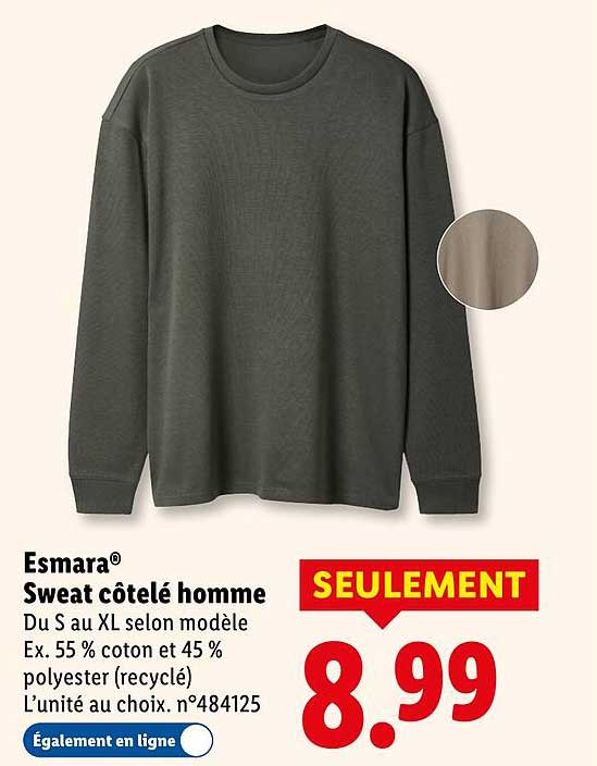 Sweat côtelé homme Esmara®