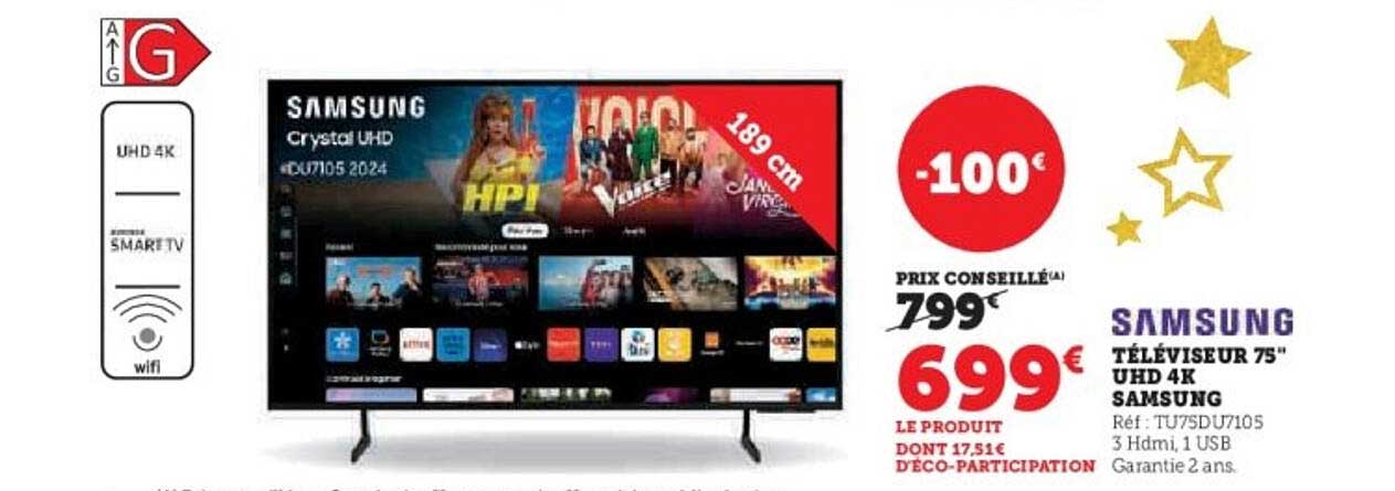 Téléviseur 75" UHD 4K SAMSUNG