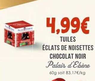 TUILES ÉCLATS DE NOISETTES CHOCOLAT NOIR