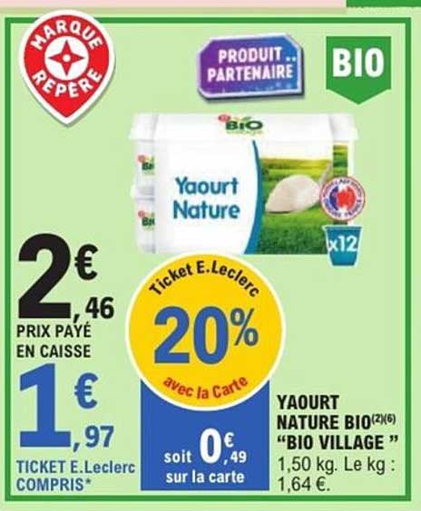 Yaourt Nature BIO "BIO VILLAGE"