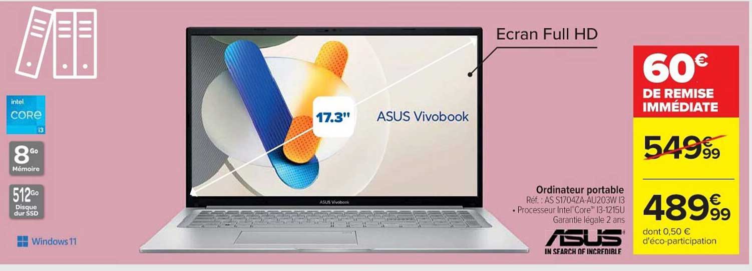 ASUS Vivobook 17.3'' Ecran Full HD