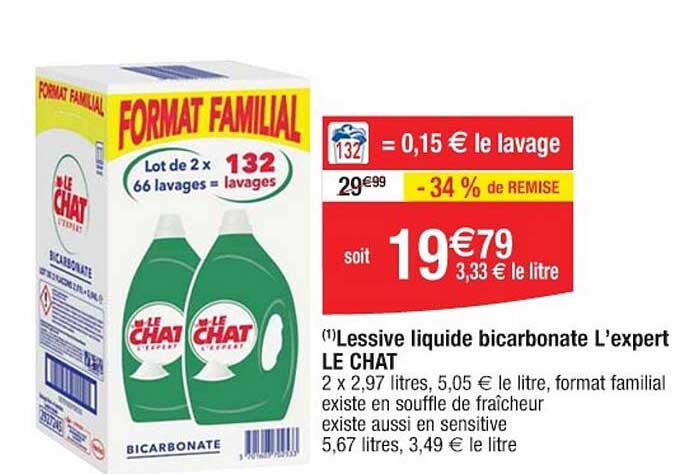 Lessive liquide bicarbonate L’expert LE CHAT
