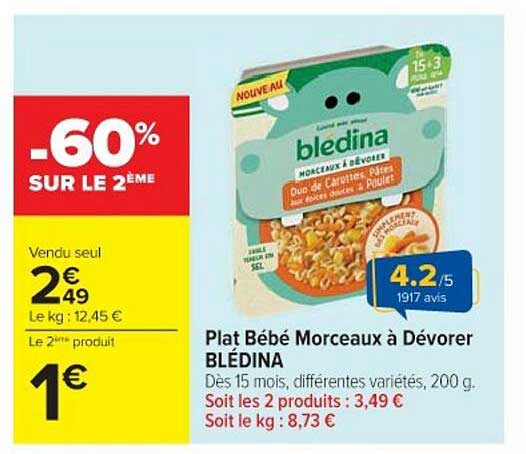 Plat Bébé Morceaux à Dévorer BLÉDINA