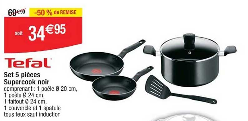 Tefal Set 5 pièces Supercook noir