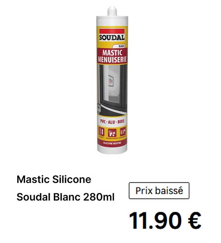 Mastic Silicone Soudal Blanc 280ml