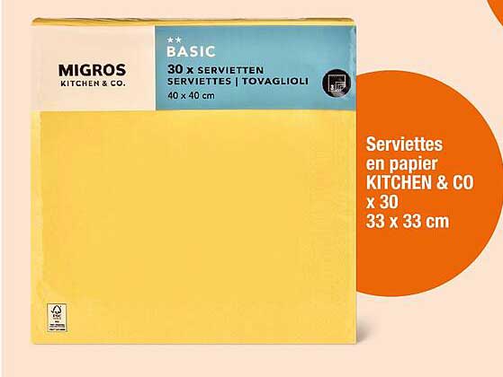 Serviettes en papier KITCHEN & CO x 30