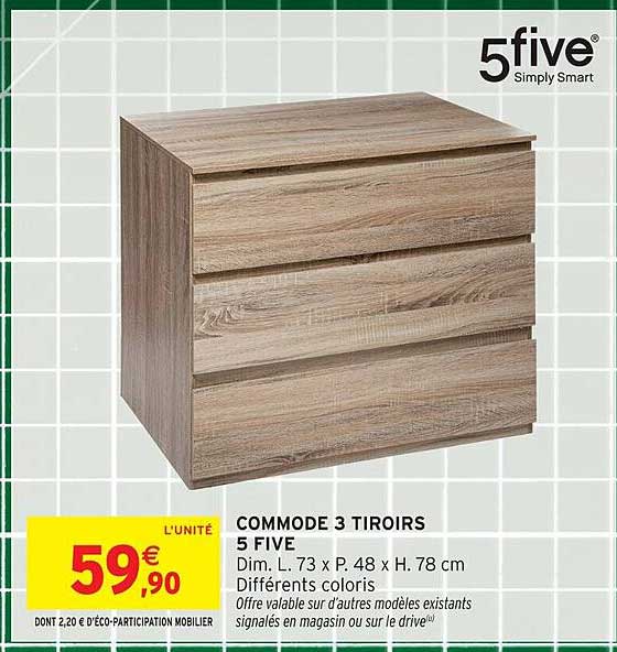 COMMODE 3 TIROIRS 5 FIVE