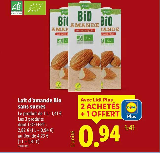 Lait d'amande Bio sans sucres