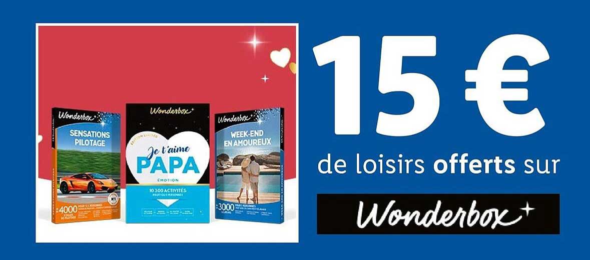 15 € de loisirs offerts sur Wonderbox