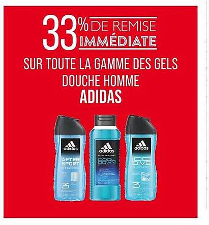 33% DE REMISE IMMEDIATE SUR TOUTE LA GAMME DES GELS DOUCHE HOMME ADIDAS