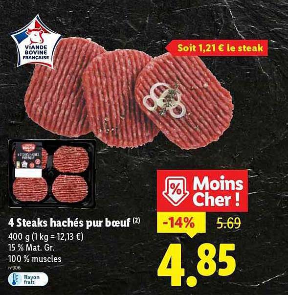 4 Steaks hachés pur bœuf