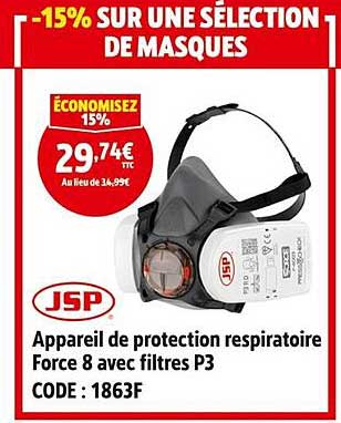 Appareil de protection respiratoire Force 8 avec filtres P3