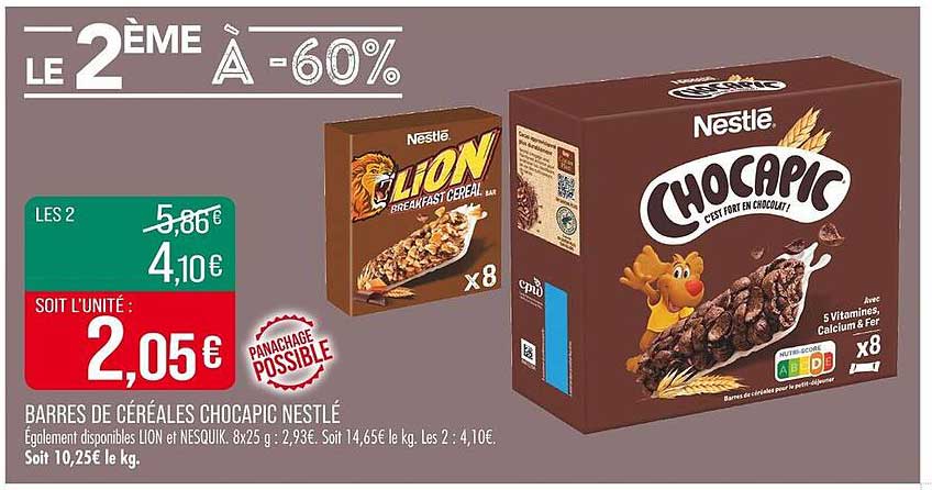 BARRES DE CÉRÉALES CHOCAPIC NESTLÉ