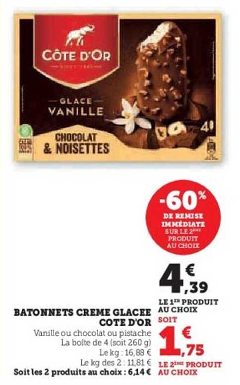 BATONNETS CREME GLACEE COTE D'OR