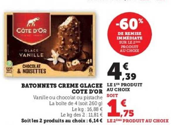 BATONNETS CREME GLACEE COTE D'OR