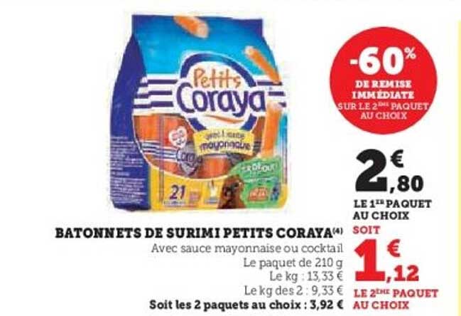 BATONNETS DE SURIMI PETITS CORAYA