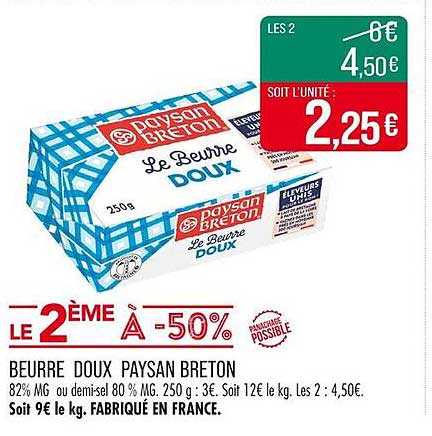 BEURRE DOUX PAYSAN BRETON