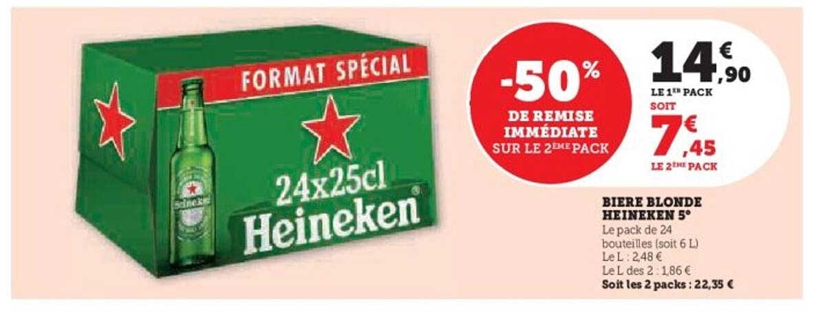 BIERE BLONDE HEINEKEN 5°