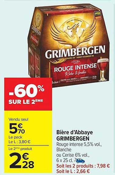 Bière d’Abbaye GRIMBERGEN Rouge Intense 5,5% vol.