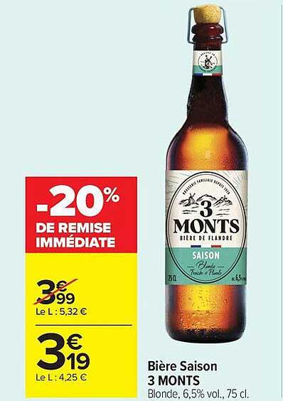 Bière Saison 3 MONTS