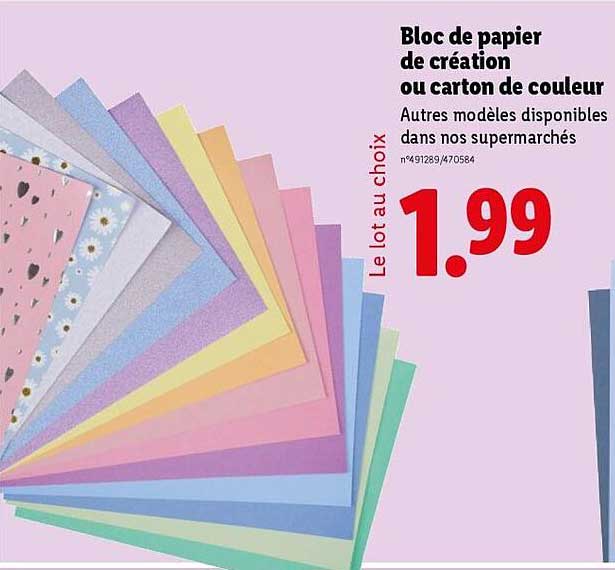 Bloc de papier de création ou carton de couleur