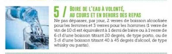Boire de l’eau à volonté, au cours et en dehors des repas