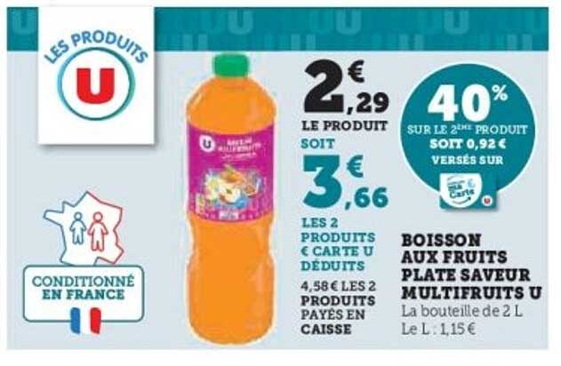 Boisson aux fruits plate saveur multifruits U