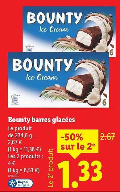 Bounty barres glacées